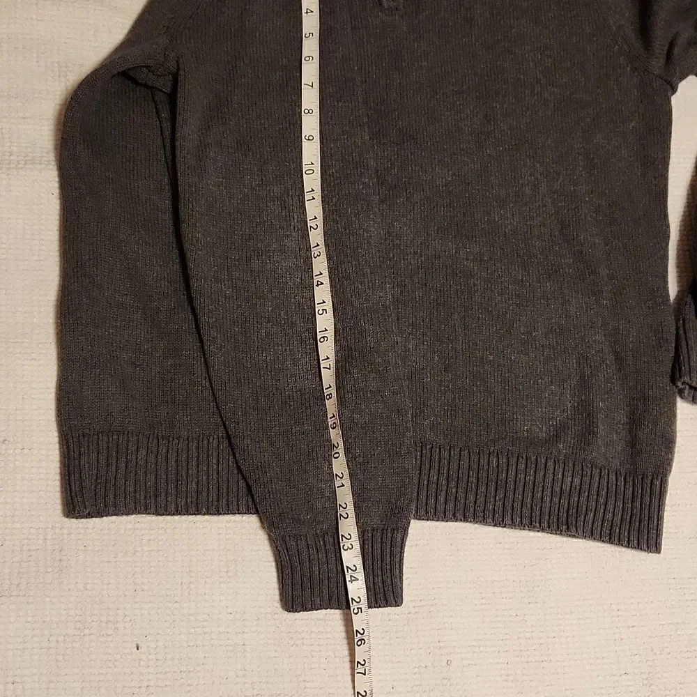 L.L.Bean gray Quater Zip 1/4 zip  Cotton knit sweater Sz L